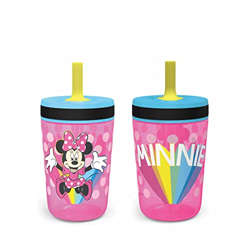 Zak Designs Disney Kelso Tumbler 15 oz Set Minnie Mouse Leak Proof Screw On Lid with Straw Made of Durable Plastic and Silicone Perfect Bundle for Toddlers Kids 0 belly baby and beyond