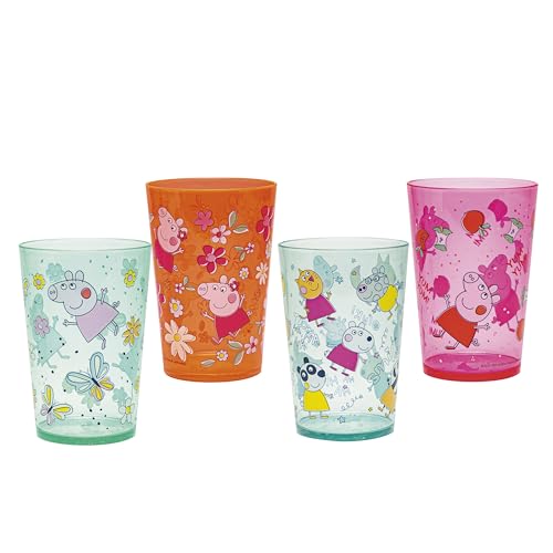Zak Designs Peppa Pig Nesting Tumbler Set for At Home 145oz Non BPA Plastic Cups 4 Pack Peppa Pig and Friends 0 belly baby and beyond