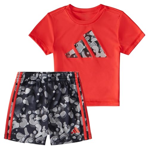 adidas baby boys Short Sleeve T shirt and Printed Shorts 2 piece SetShorts Set 0 belly baby and beyond