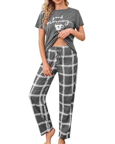difficort Womens Pajama Sets Short Sleeve Pjs Tops with Long Pants Sleepwear Lounge Set with Pocket 0 belly baby and beyond