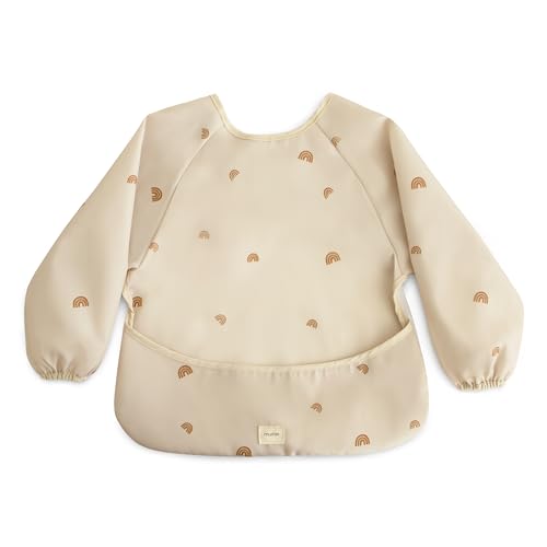 mushie Long Sleeve Baby Bib Mess Free Waterproof Fabric for Toddlers Adjustable Fit for Ages 6 24 Months 0 belly baby and beyond