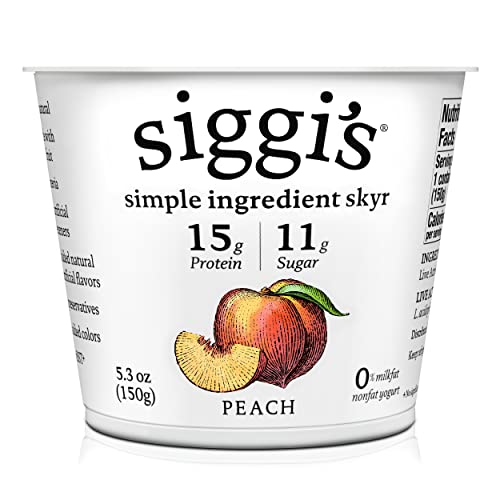 siggis Icelandic Strained Nonfat Yogurt Peach 53 oz Single Serve Cup Thick Protein Rich Yogurt Snack 0 belly baby and beyond