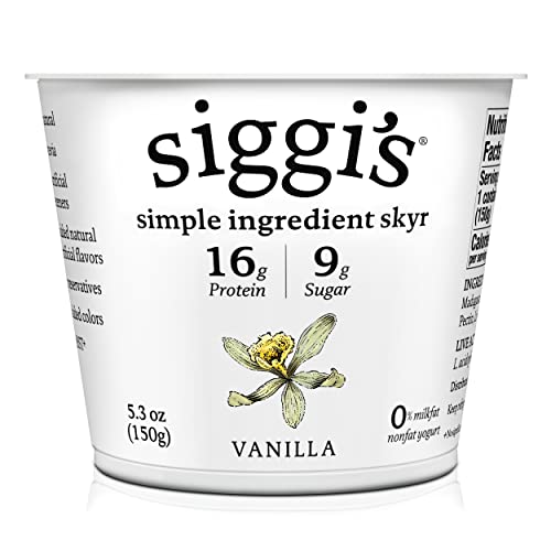 siggis Icelandic Strained Nonfat Yogurt Vanilla 53 oz Single Serve Cup Thick Protein Rich Yogurt 0 belly baby and beyond