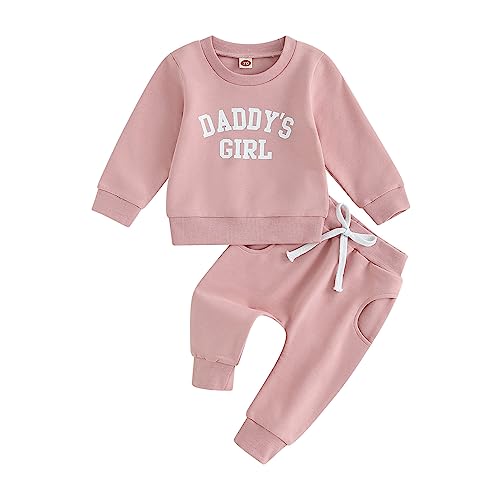 wdehow Toddler Baby Girls 2pcs Outfit Letters Print Long Sleeve Sweatshirt Tops Solid Color Pants Fall Winter Clothes 0 belly baby and beyond