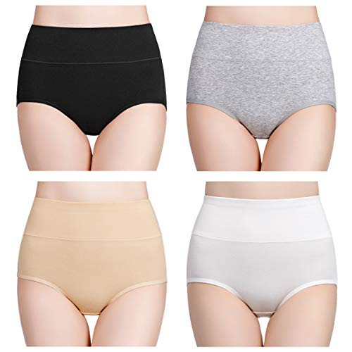 wirarpa Womens Cotton Underwear High Waisted Ladies Panties Full Coverage Briefs 4 Pack Regular Plus Size 0 belly baby and beyond