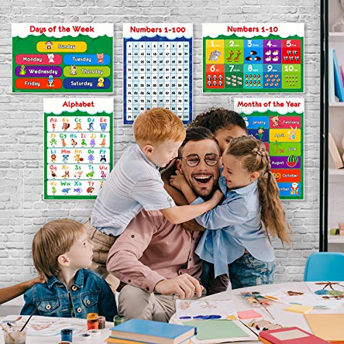 11 Educational Posters for Toddlers and Kids Perfect for Children Preschool Kindergarten Classroom Decorations Alphabet ABC Poster Numbers Weather Chart Shapes Colors 19x13 0 1 belly baby and beyond