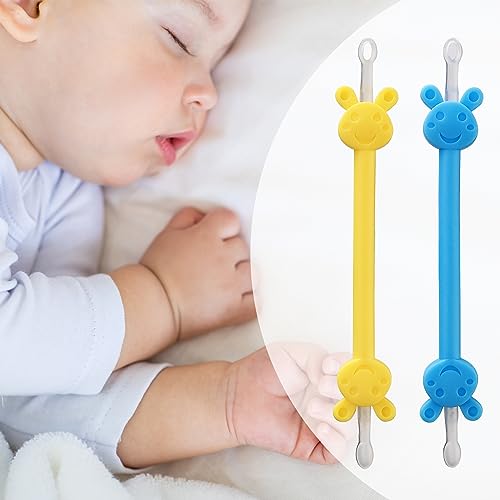 2 Pack Baby Nasal Booger and Ear Cleaner Nose Cleaning Tweezers Safe Baby Booger Remover Nose Picker for Baby Gadget for Infants and Toddlers Earwax Removal Baby Must Have Items Yellow Blue 0 belly baby and beyond