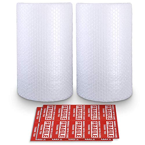 2 Pack Bubble Cushioning Nylon Wrap Rolls 316 x 12 x 72 ft Total Perforated Every 12 20 Fragile Stickers for Packaging Shipping Mailing 0 belly baby and beyond