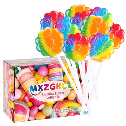 36 Pack Rainbow Flower Lollipop Small Rainbow Swirl Lollipops Individually Wrapped Bulk Kids Lollipops Candy for Birthday Net 8g Mixed Fruit Flavor 0 belly baby and beyond