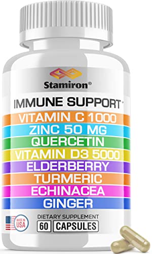8 in 1 Immune Support with Quercetin Zinc 50mg Vitamin C 1000mg Vitamin D3 5000 IU and Elderberry Echinacea Ginger for Adults Kids VIT D Immunity Defense Booster Supplement Veg Capsules Made in USA 0 belly baby and beyond
