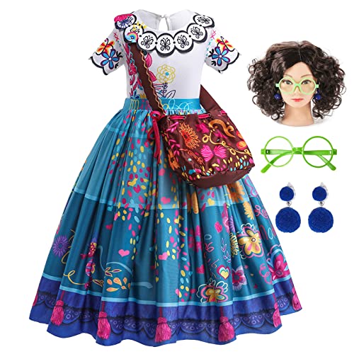 ATIMIGO Mirabel Isabella Dress Halloween Costume Cosplay Outfit for Kids Girls with Wig Glasses Bag Accessories 0 belly baby and beyond