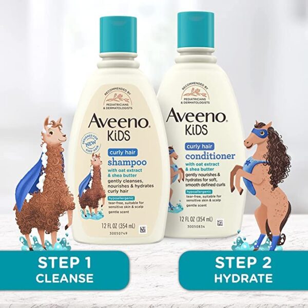 AVEENO BABY Kids Curly Hair Shampoo and Conditioner Set 12 fl Oz each with Oat Extract Shea Butter Hydrating Hypoallergenic Moisturizing for Defined Curls Gentle for Kids Developing Hair 0 0 belly baby and beyond