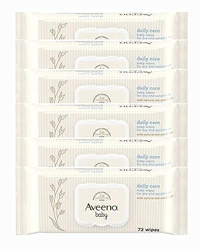 AVEENO Baby Daily Care Wipes Cleanse Gently and Efficiently Baby Wipes Baby Essentials 72 Wipes Lid On Each Pack Pack of 6 432 Wipes in Total 0 belly baby and beyond