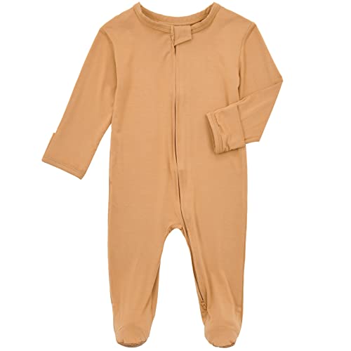 Aablexema Baby Footie Pajamas Zipper Rayon from Bamboo Infant Footed Pjs with Mittens Sleepwear Jammies 0 belly baby and beyond