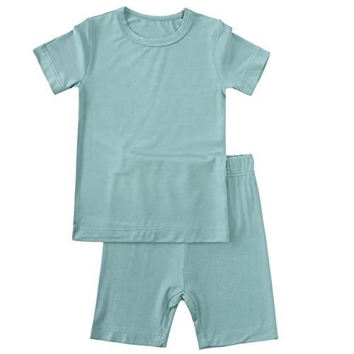 Aablexema Baby Short Summer Pajamas Toddler Cool Jammies Pjs Rayon from Bamboo2pcs Kids Sleepwear Set 0 belly baby and beyond