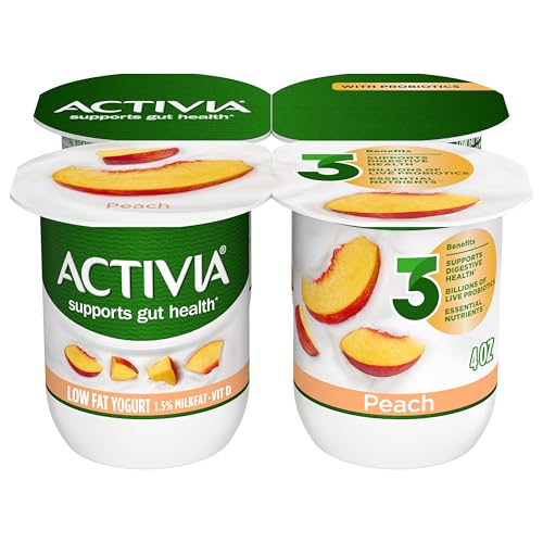 Activia Probiotic Lowfat Yogurt Peach Non GMO Project Verified 4 Oz Pack of 4 0 belly baby and beyond