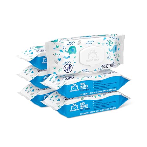 Amazon Brand Mama Bear 99 Water Based Baby Wipes Hypoallergenic for Sensitive Skin Fragrance Free 432 Count 6 Packs of 72 0 belly baby and beyond