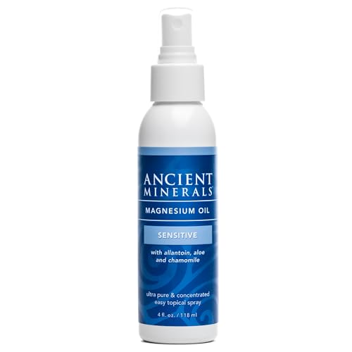 Ancient Minerals Magnesium Oil Spray Sensitive All New Sensitive Formula with Allantoin Organic Chamomile and Organic Aloe Vera 4oz 0 belly baby and beyond