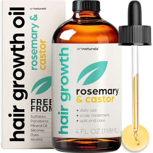 Artnaturals Organic Rosemary Castor Hair Oil Massager Set 4 oz with Coconut Olive Oil for Dry Damaged Split Ends 0 belly baby and beyond
