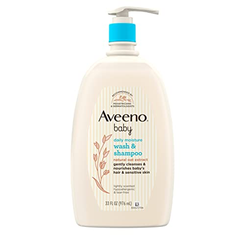 Aveeno Baby Daily Moisture Gentle Bath Wash Shampoo with Natural Oat Extract Hypoallergenic Tear Free Paraben Free Formula For Sensitive Hair Skin Lightly Scented 33 fl oz 0 belly baby and beyond
