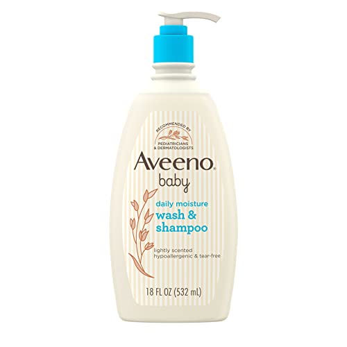 Aveeno Baby Daily Moisture Gentle Body Wash Shampoo with Oat Extract 2 in 1 Baby Bath Wash Hair Shampoo Tear Paraben Free for Hair Sensitive Skin Lightly Scented 18 fl oz 0 belly baby and beyond