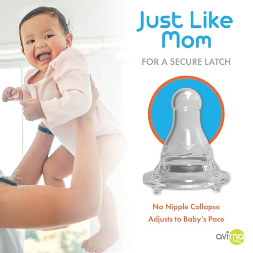 Avima 10 oz Anti Colic Baby Bottle Set Medium Flow Nipples Included Standard Neck BPA Free 3 6 Months Stage 2 Feeding for Gas Spit Up Colic Set of 8 0 1 belly baby and beyond