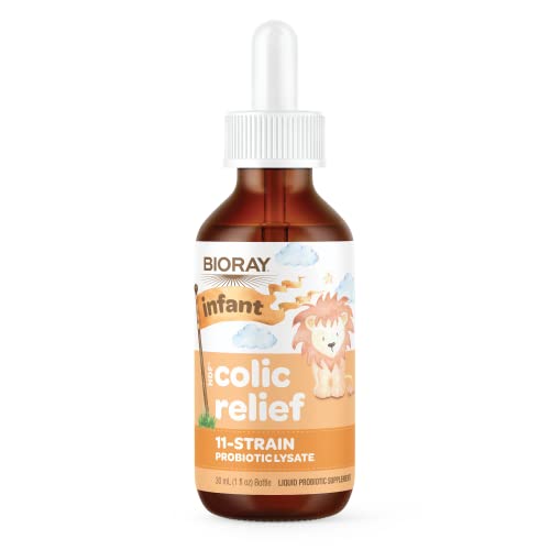 BIORAY Infant NDF Colic Relief 1 fl oz 11 Strain Probiotic Lysate Ease Discomfort in the Stomach GI Tract Colon Non GMO Vegetarian Gluten Free Approx 30 Servings 0 belly baby and beyond