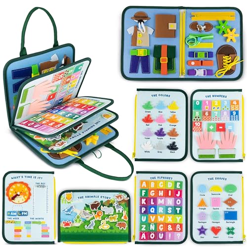 BONNYCO Toddler Busy Board Felt Montessori Toys Sensory Board Busy Book Learning Toddler Toys Montessori Busy Board Kids Toys Gifts for Boys Girls Birthday Gifts for Kids Christmas 0 belly baby and beyond