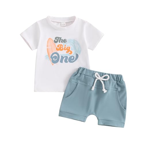 BULINGNA 2Pcs Baby Boy First Birthday Outfit Short Sleeve The Big One T Shirt Top Casual Shorts Summer 1st Birthday Clothes 0 belly baby and beyond
