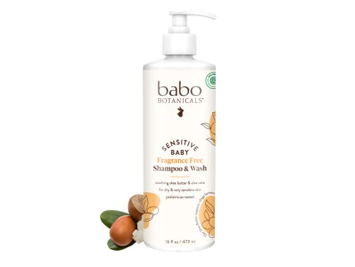 Babo Botanicals Sensitive Baby Fragrance Free 2 in 1 Shampoo Wash Shea Butter Calendula Aloe Vera EWG Verified Cruelty Free Vegan Pediatrician Tested For Babies Kids 0 belly baby and beyond