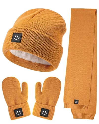 Baby Beanie Mittens Scarf SetToddler Kids Winter Hat and Thermal Gloves Neck Warmer Set for Girls Boys 0 belly baby and beyond