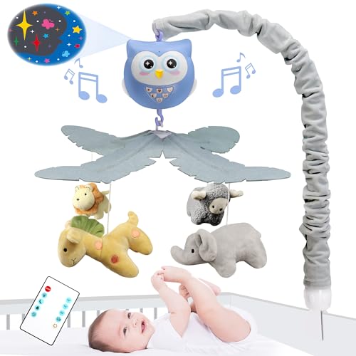 Baby Crib Mobile with Music and Lights for Boys Musical Mobile Animals for Girl Crib Bassinet Toys Hanging Portable Baby Mobile for Pack and Play 0 belly baby and beyond