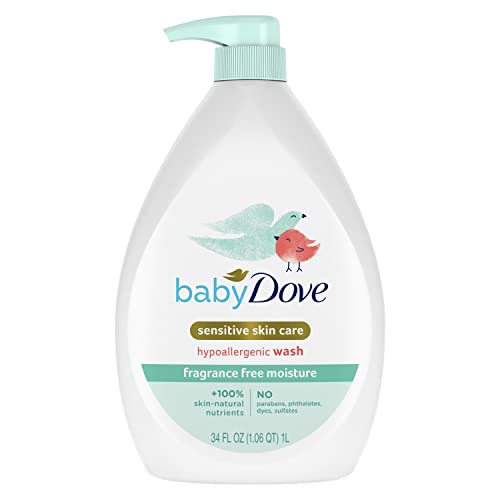 Baby Dove Sensitive Skin Care Baby Wash Fragrance Free Moisture For Baby Bath Time Fragrance Free and Hypoallergenic Washes Away Bacteria 34 oz 0 belly baby and beyond
