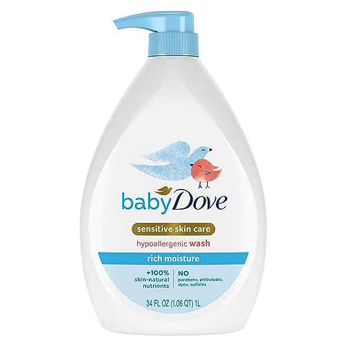 Baby Dove Sensitive Skin Care Baby Wash Rich Moisture For Baby Bath Time Tear Free and Hypoallergenic 34 oz 0 belly baby and beyond