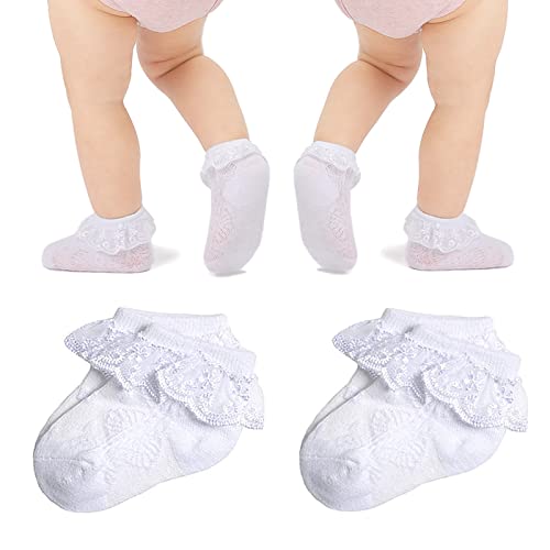 Baby Girl Lace Socks Eyelet Ruffle Socks 2356 Pairs Princess Dress Socks Newborn Infant Toddler 0 belly baby and beyond