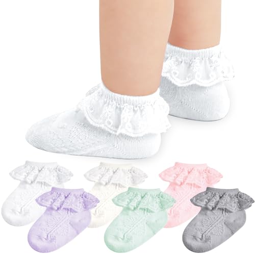 Baby Girl Lace Socks Newborn Ruffle Socks Cute Infant Princess Dress Frilly Socks 0 33 66 1212 24 months 56 Pack 0 belly baby and beyond