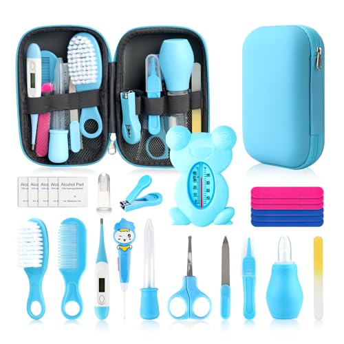 Baby Grooming Kit Infant Safety Care Set with Hair Brush Comb Nail Clipper Nasal Aspirator Ear CleanerBaby Essentials Kit for Newborn Girls Boys 0 belly baby and beyond