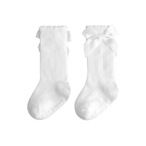 Baby Knee High Socks Non Slip Girls Stockings Cotton Bow Long Socks 0 belly baby and beyond