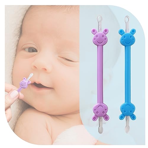 Baby Nose Ear Cleaning Tool 2 Pack Nasal Booger Ear Clearner Dual Earwax Snot RemoverSuitable for Newborns and Infants with Soft Flexible Silicone Dual ended Design 0 belly baby and beyond