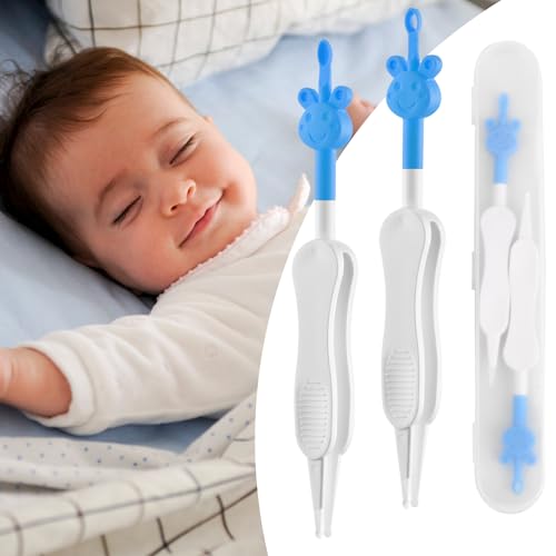 Baby Nose and Ear Cleaner Tool 3 in 1 Nose Cleaning Tweezers Baby Boogie Nose Picker Dual Earwax and Snot Removal Safe Easy Infant Booger Picker for Sticky Dried Boogers Blue 0 belly baby and beyond