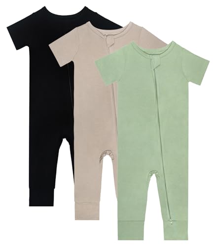 Baby Pajamas Summer Short Sleeve 2 Way Zipper Footless Rompers 0 24 Months 0 belly baby and beyond