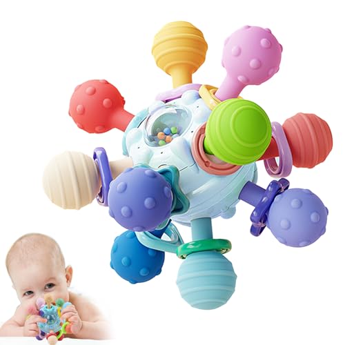 Baby Sensory Montessori Toy Infant Teething Relief Teethers for Newborn Developmental Rattles Chew toys Gifts for 0 3 6 9 12 18 Months Girl Boy Toddler Travel Toy for 1 2 One Year Old 0 belly baby and beyond