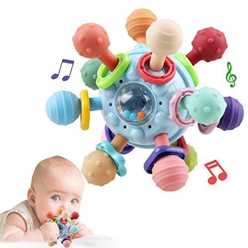 Baby Sensory Teething Toys Baby Teethers Montessori Toys Gifts for Infant Newborn Boys Girls 0 3 6 9 12 18 Months 1 One Year Old Baby Rattle Chew Toys Toddler Educational Learning Toys 0 belly baby and beyond