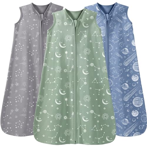 Baby Sleep Sack 6 12 Months 3 Pack 100 Cotton Lightweight 05 TOG Wearable Blanket Baby Sleep Bag with 2 Way Zipper for Newborn Infant 0 belly baby and beyond