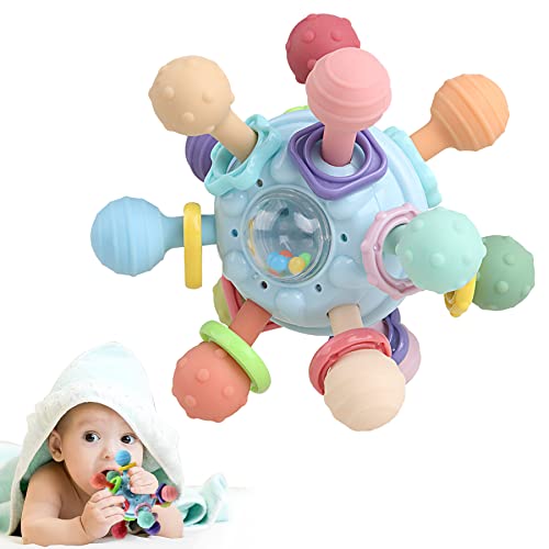 Baby Teething Toys Infant Sensory Chew Rattles Toys Newborn Montessori Learning Developmental Toy Teethers for Babies 0 3 6 9 12 18 Months Shower Gifts for 1 2 One Two Year Old Girls Boys 0 belly baby and beyond