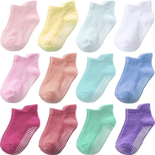 Baby Toddle Socks Grip Non Slip Boys Girls Cotton Socks 12 Pack for Kids Ankle Cute Socks 6M 7Years 0 belly baby and beyond