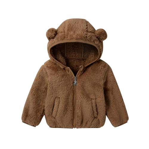 Baby Toddler Boys Girls Fleece Jacket with Hood Zip Up Cute Bear Coats for Infant Boys Girls Fuzzy Jacket with Ear 1 5T 0 belly baby and beyond
