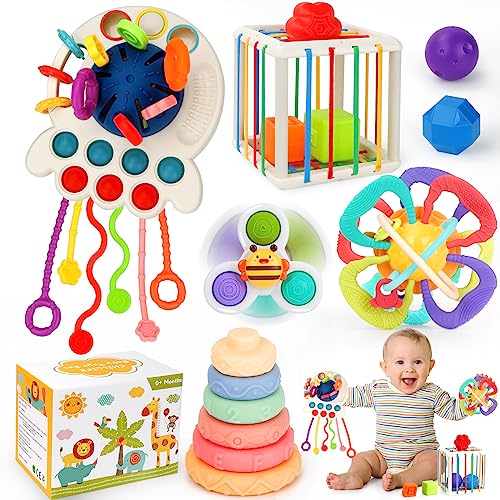 Baby Toys 6 12 Months5 in 1 Montessori Toys for Babies 6 12 MonthsPull String Infant Teething ToysStacking RingsColor Shape SensorySuction Cup Spinner Toys for 6 9 12 to 18 M Birthday Gifts 0 belly baby and beyond