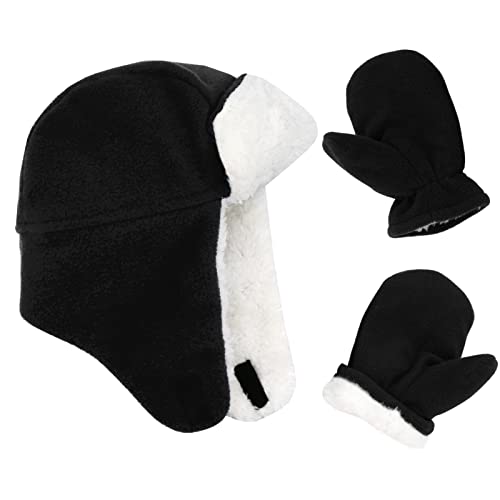Baby Winter Hat Mittens Toddler Hats for Boys Girls Sherpa Lined Toddler Gloves Infant Baby Hat and Mitten Set 0 belly baby and beyond