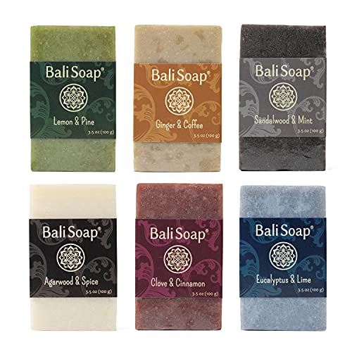 Bali Soap Masculine Collection Natural Soap Bar Gift Set 6 pc Variety Pack Lemon Pine Ginger Coffee Sandalwood Mint Agarwood Spice Clove Cinnamon Eucalyptus Lime 35 Oz each 0 belly baby and beyond